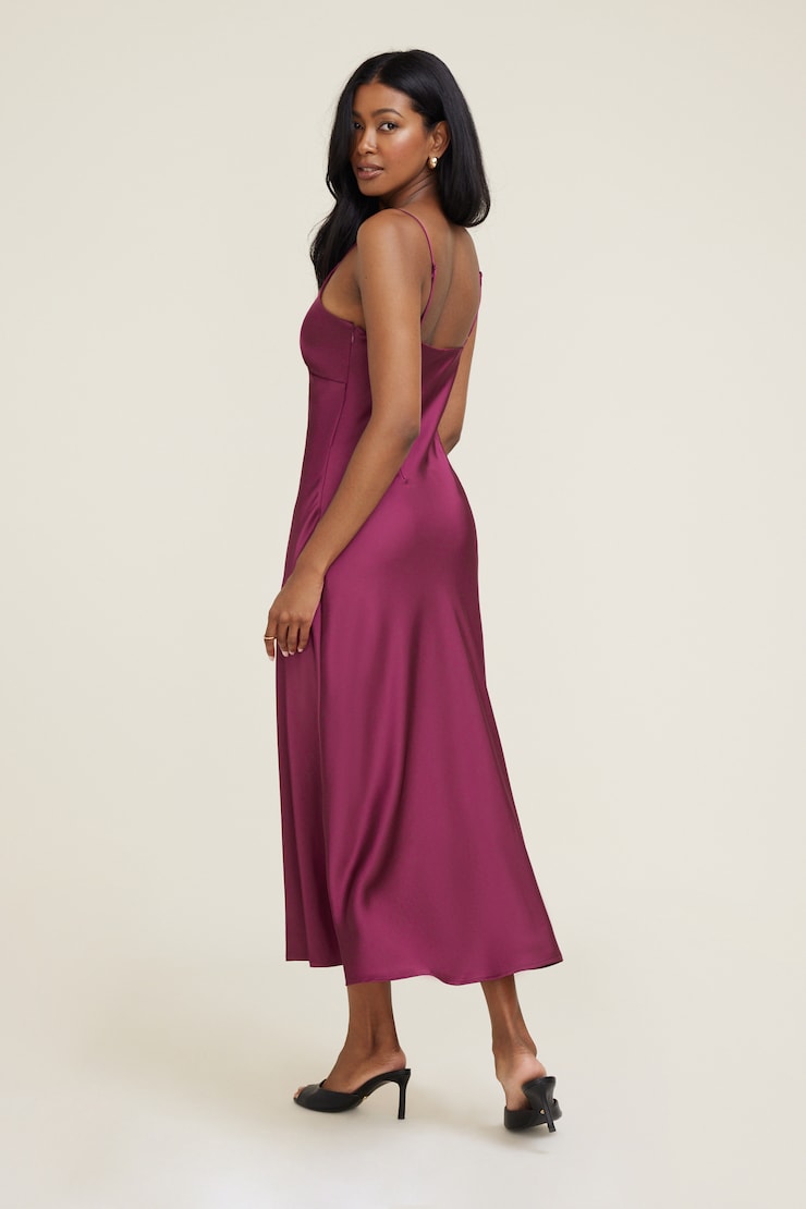 Sage Satin Midi Dress Raspberry Radiance Pink large