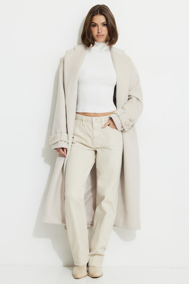 Button Cuff Turtleneck Sweater Snow White large