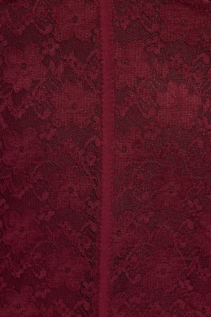 Lace Plunge Bustier Top, Cabernet Red, large
