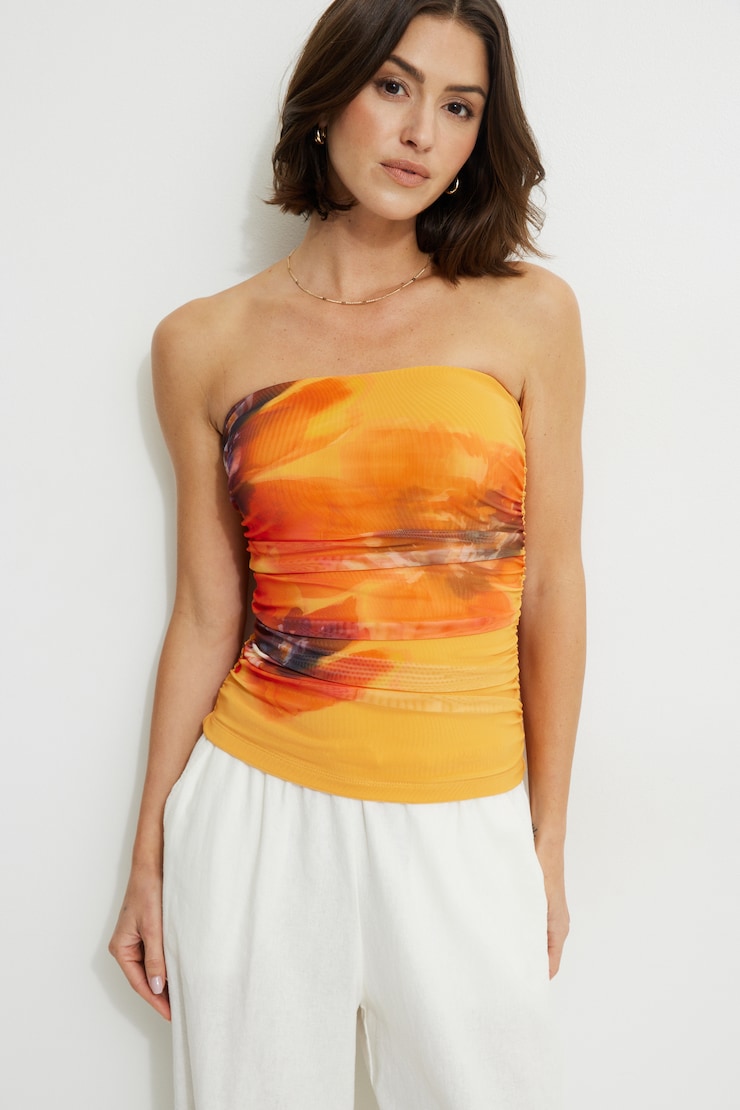 Printed Mesh Tube Top