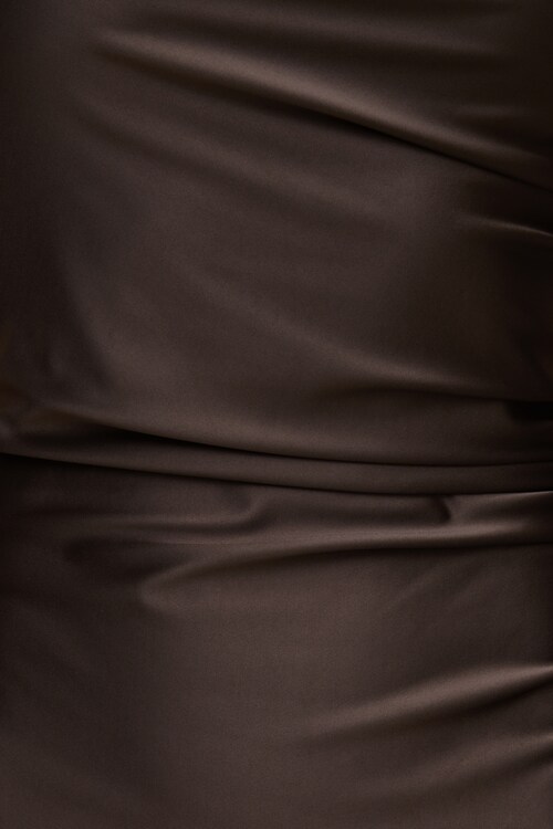 paper heart brown polka dot dress MINI BOW MAXI DRESS IN DARK BROWN | CULT MIA main image 1