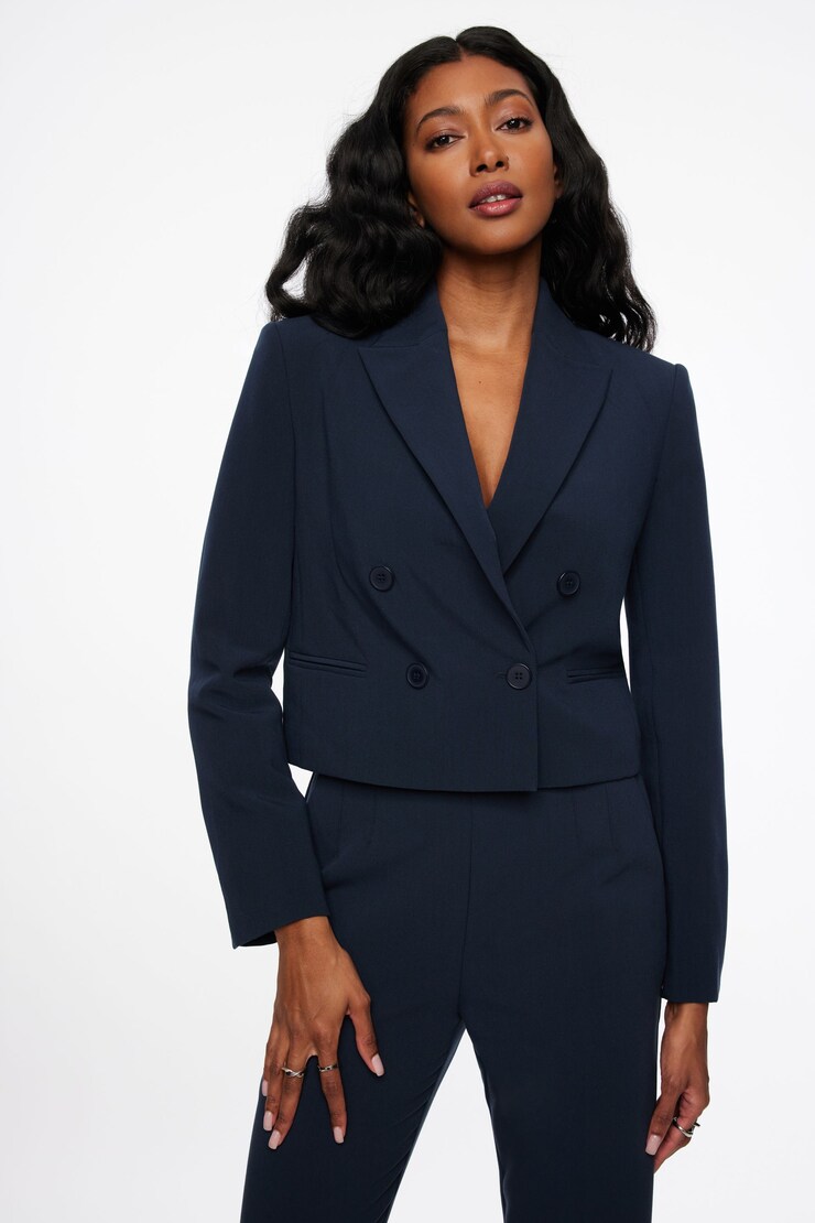 Short Double Breasted Blazer Navy Blazer large