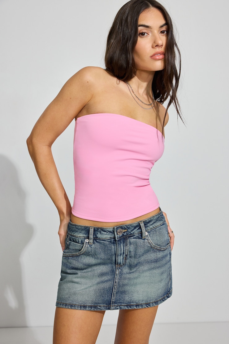 Sleek Longline Tube Top, Begonia Pink, large