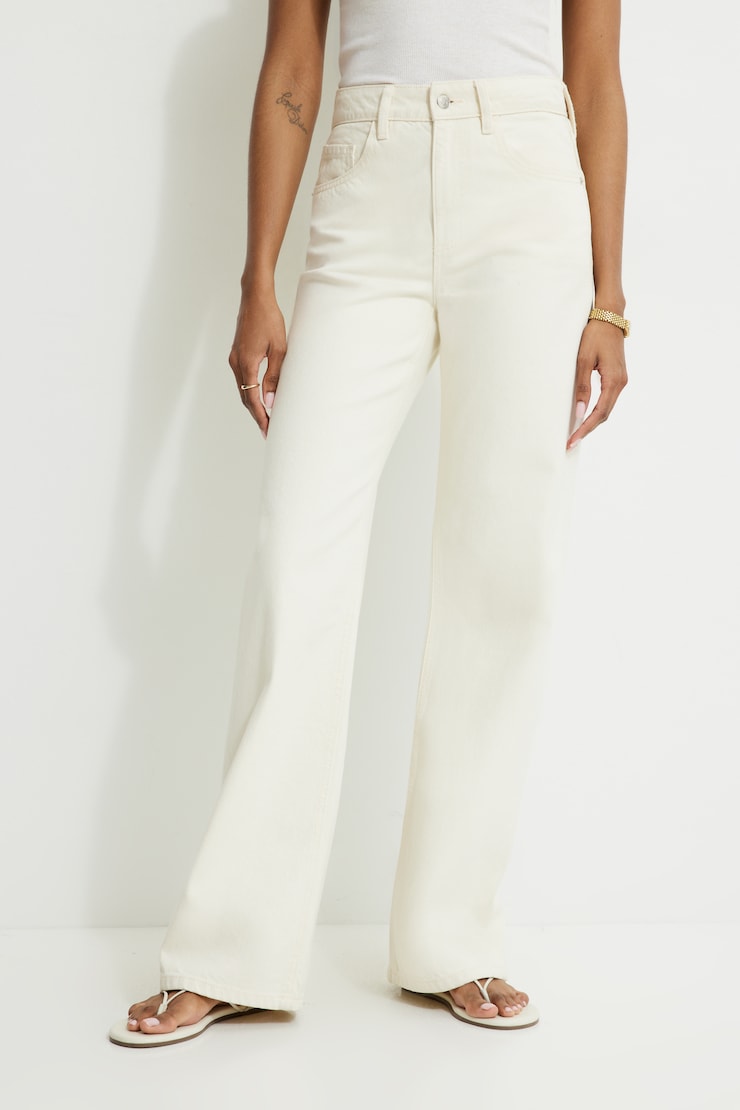 Heidi High Rise Wide Leg Jeans Beige / Seeded Ecru large