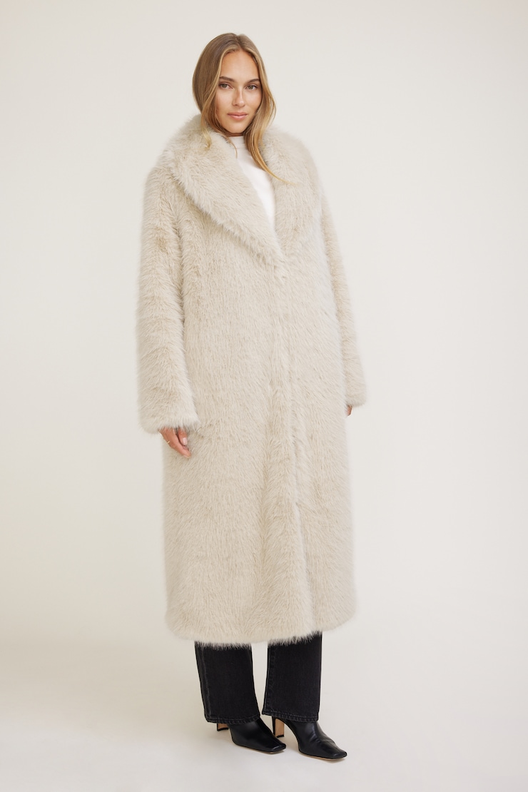Manteau maxi en fausse fourrure