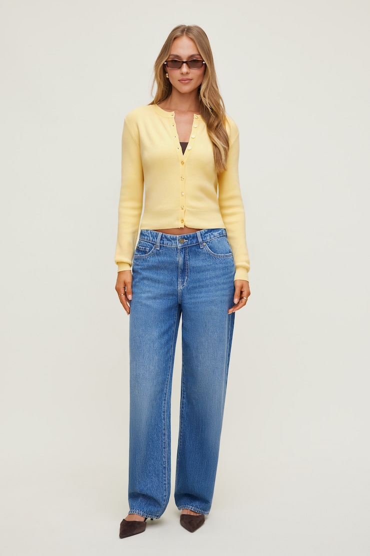 Rebecca Crewneck Cardigan Italian Straw Yellow large