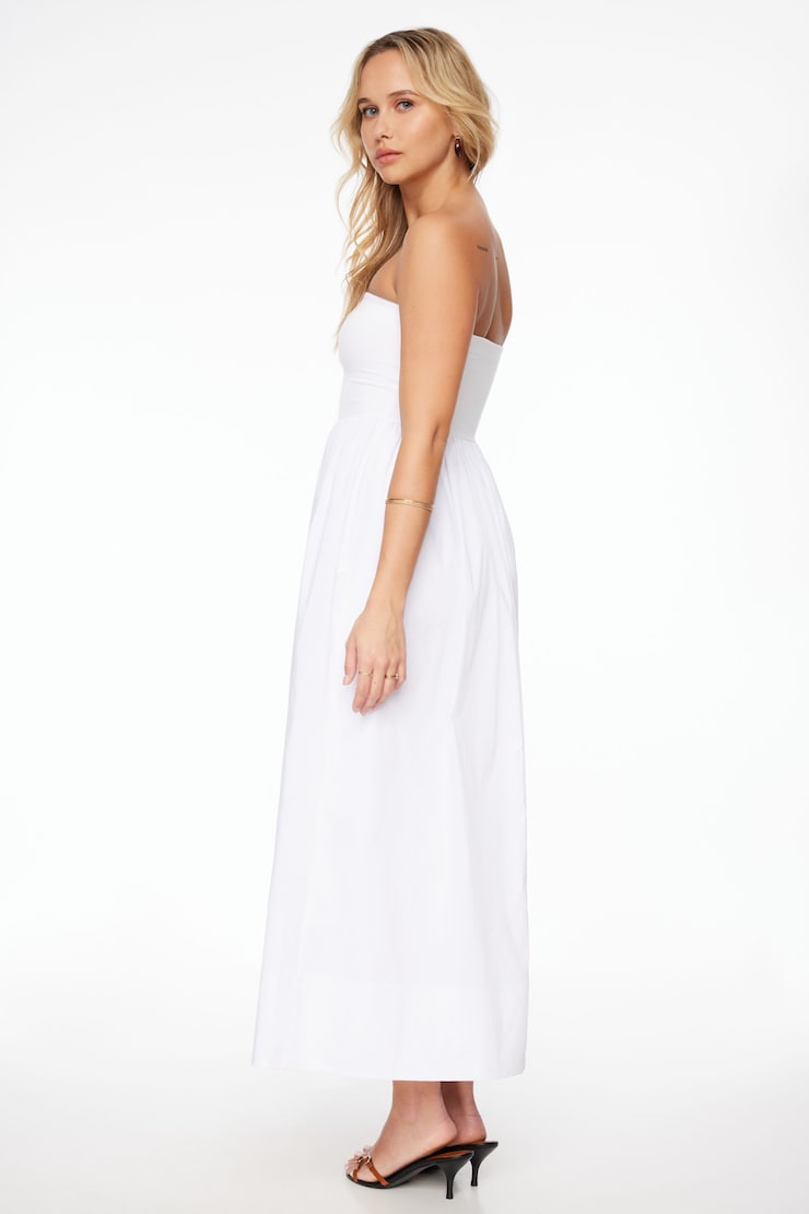 Mix Media Maxi Tube Dress Bright White large
