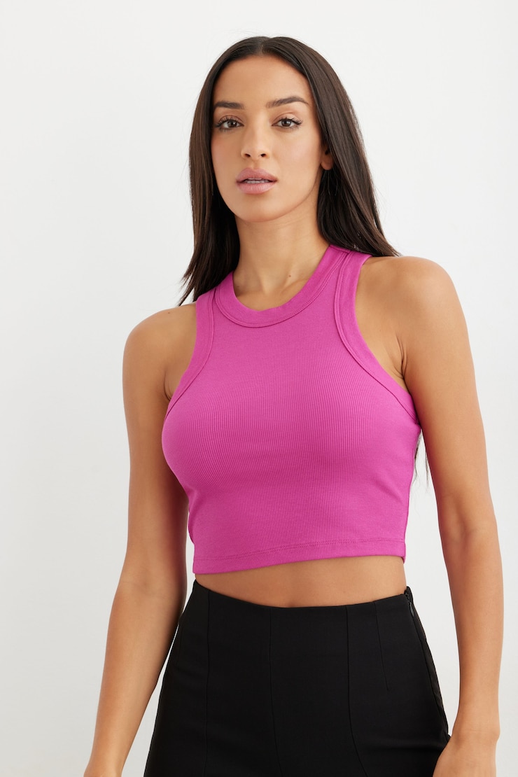 Kenzie Basic Tank Top Fuschia Red large