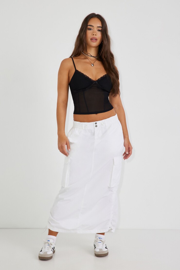 Poplin Parachute Skirt, Bright White, large