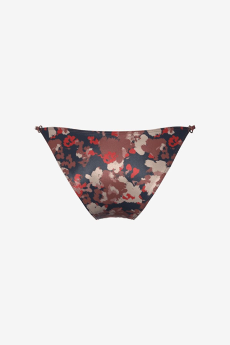 Cheeky Bikini Bottom With Rings Orange & Brown Print large