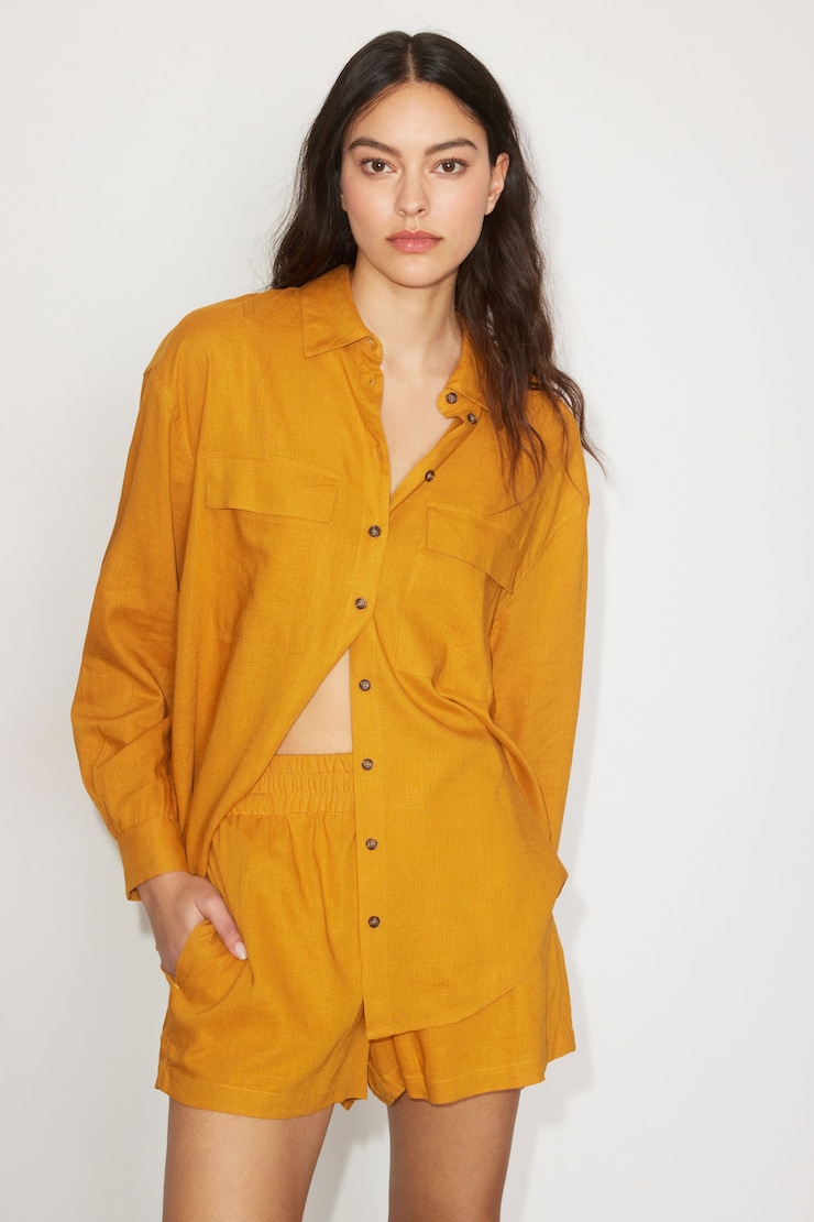 Jerri Linen Shorts Buckthorn Brown large