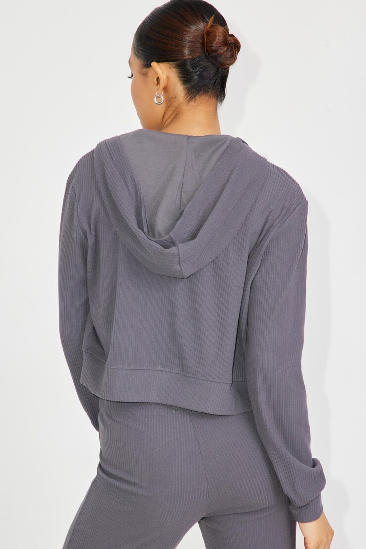 Oversized Sleep Rib Hoodie, Forged Iron Grey, large