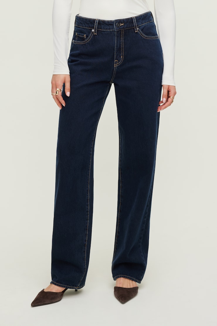 Mika Mid Rise Relaxed Straight Leg Jeans Dark Indigo / Saranac Blue large