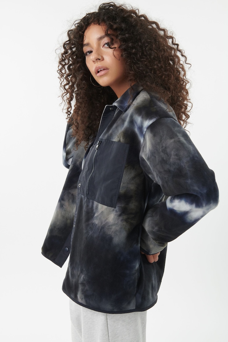 Polar Shacket , Black Tie-Dye , large