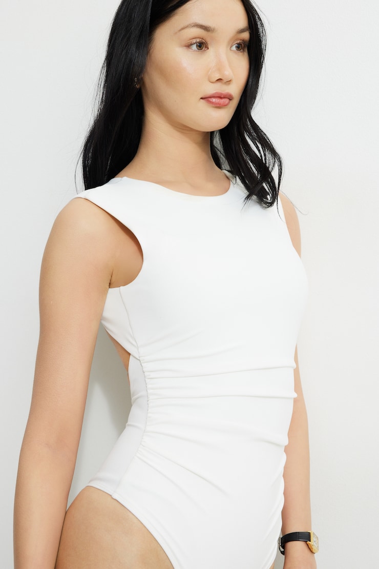 Dina Softform Open Back Bodysuit Snow White large