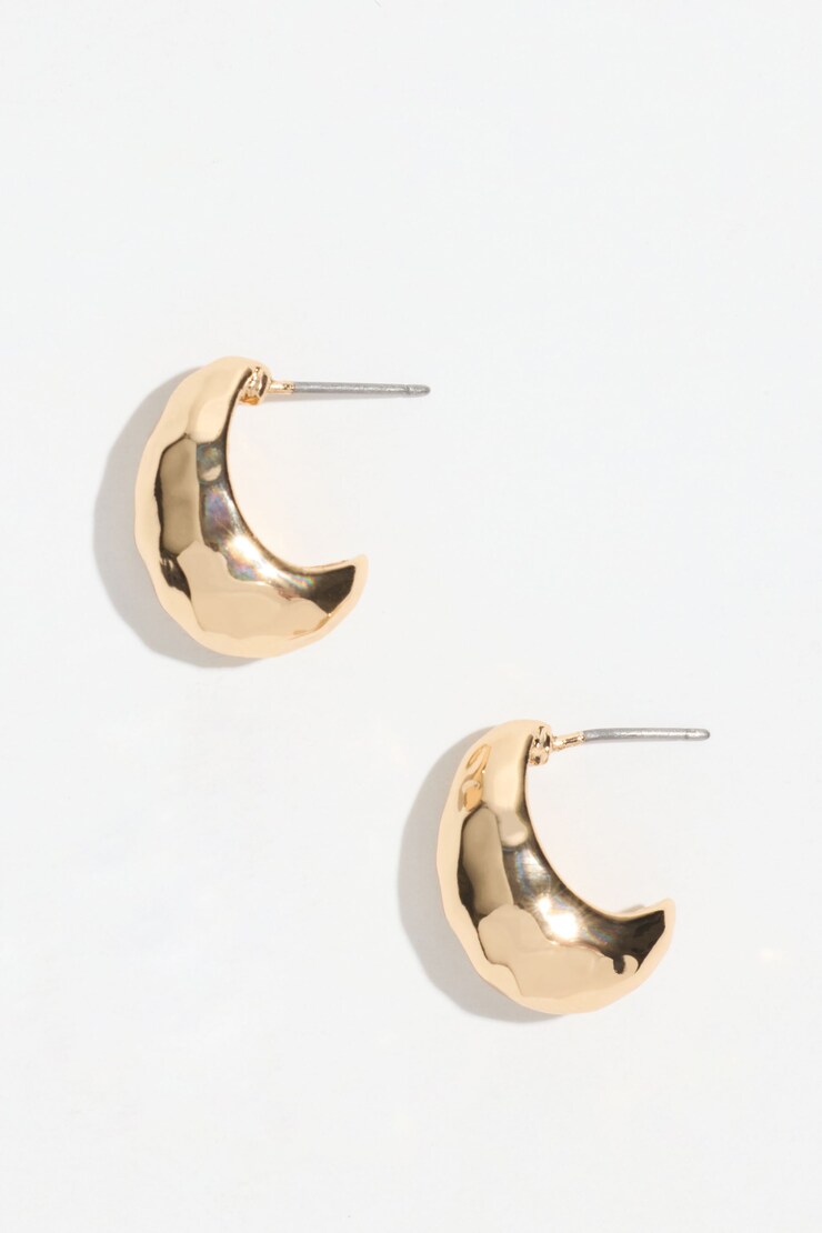 Mini Hammered Drop Earrings Gold large
