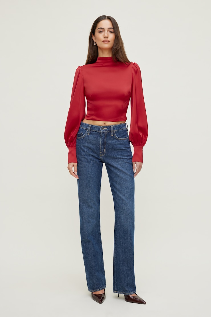 Open Back Satin Blouse