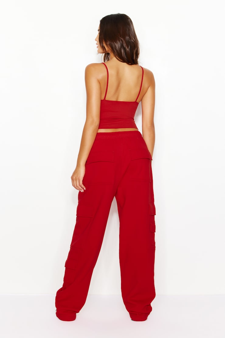 UltraFleece Cargo Sweatpants, Scarlet Flame Red, large