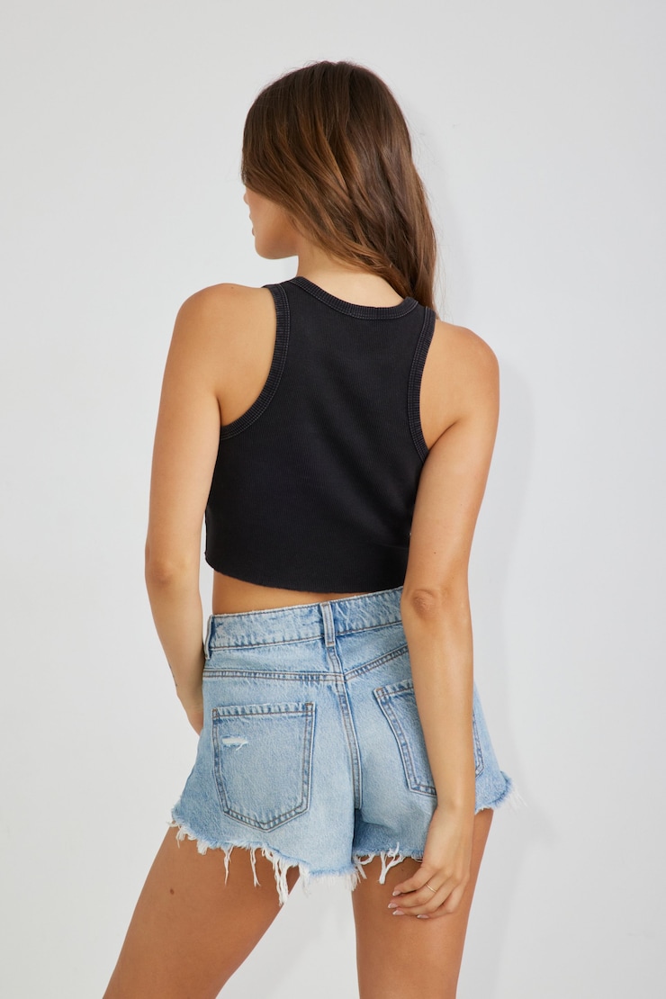Kenny Tank Top, Washed Black with "Star" Art, large