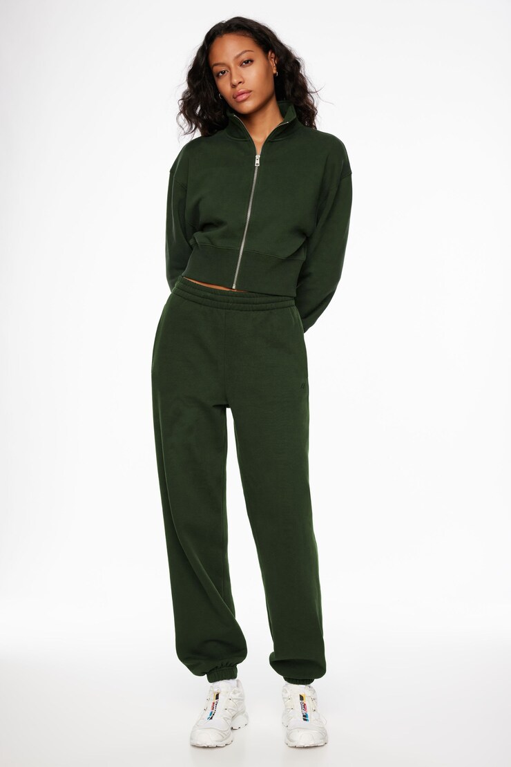 Cropped Zip Up Sweatshirt Mountain View Green large