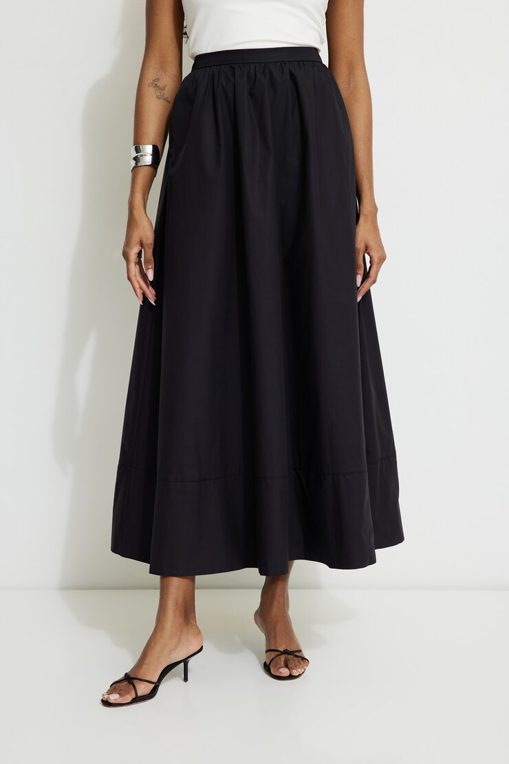 Jupe maxi volumineuse en popeline Lily Noir encre large