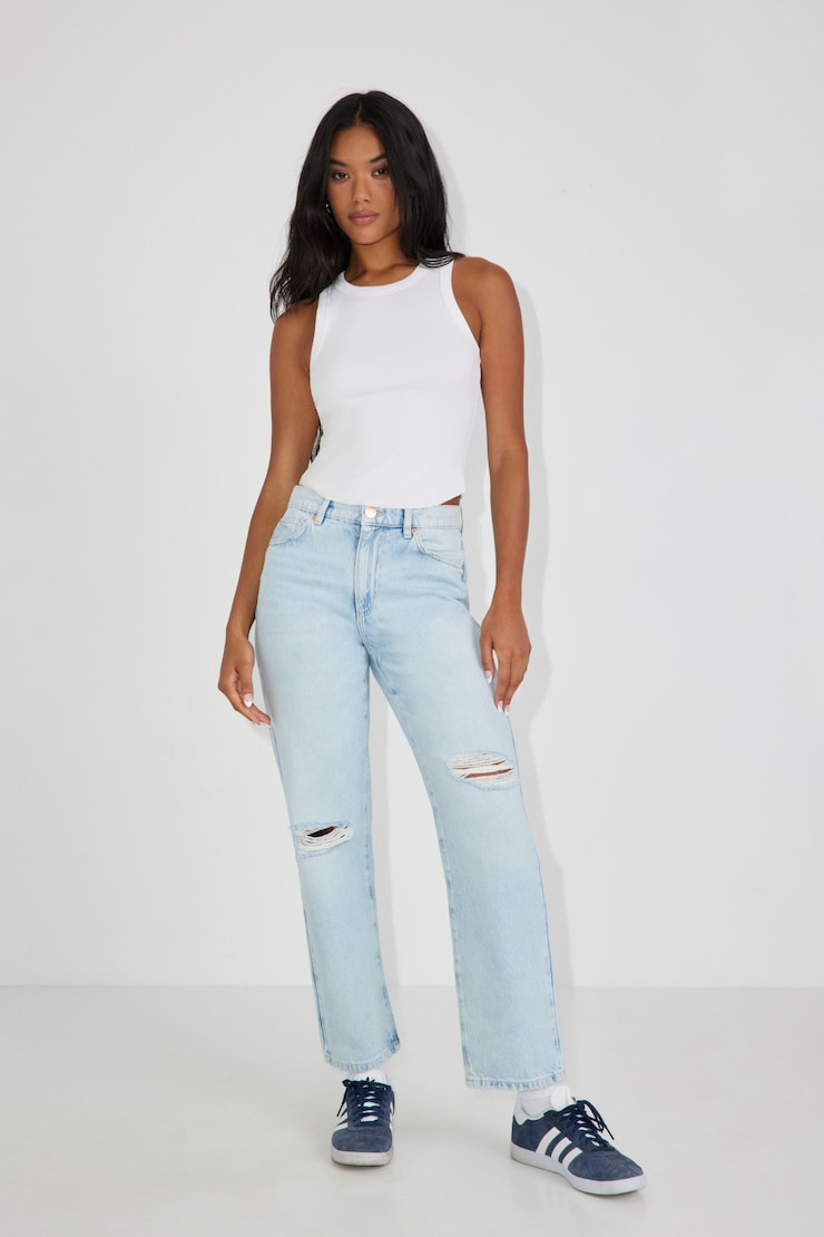Vintage Straight Jeans, Light Indigo Blue, large
