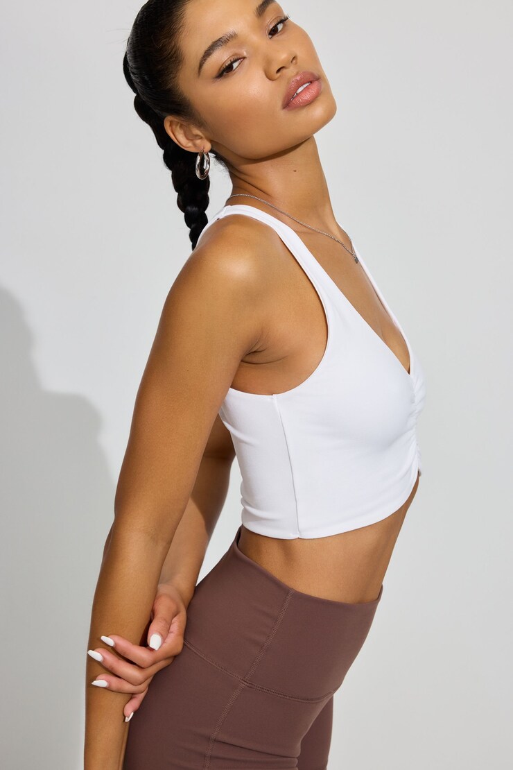 Seamless Ruched Tank Top, Bright White, large