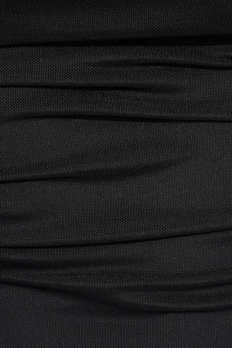 Mesh Ruched Tube Top, Jet Black, large