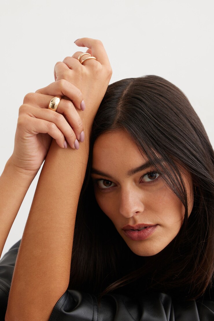 6-Pack Oversized & Twisted Rings Gold large