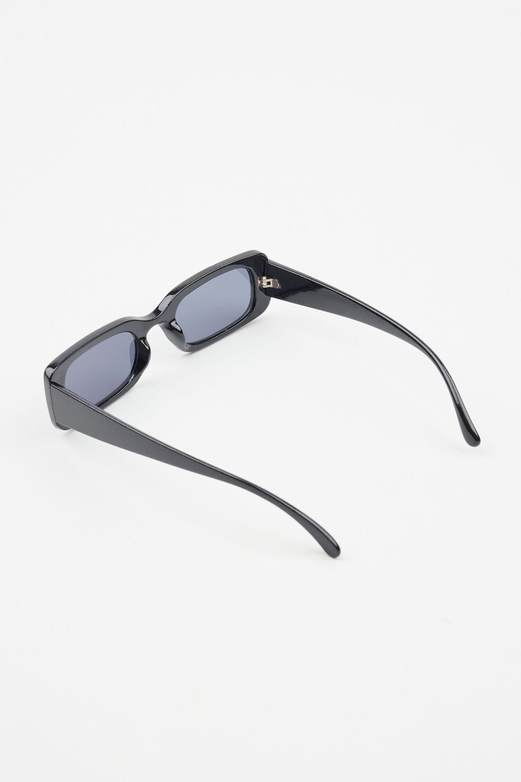 Slim Short Frame Sunglasses, Black/Smoke Grey, large