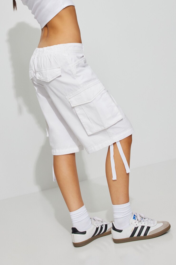 Long Cargo Shorts, Bright White, large
