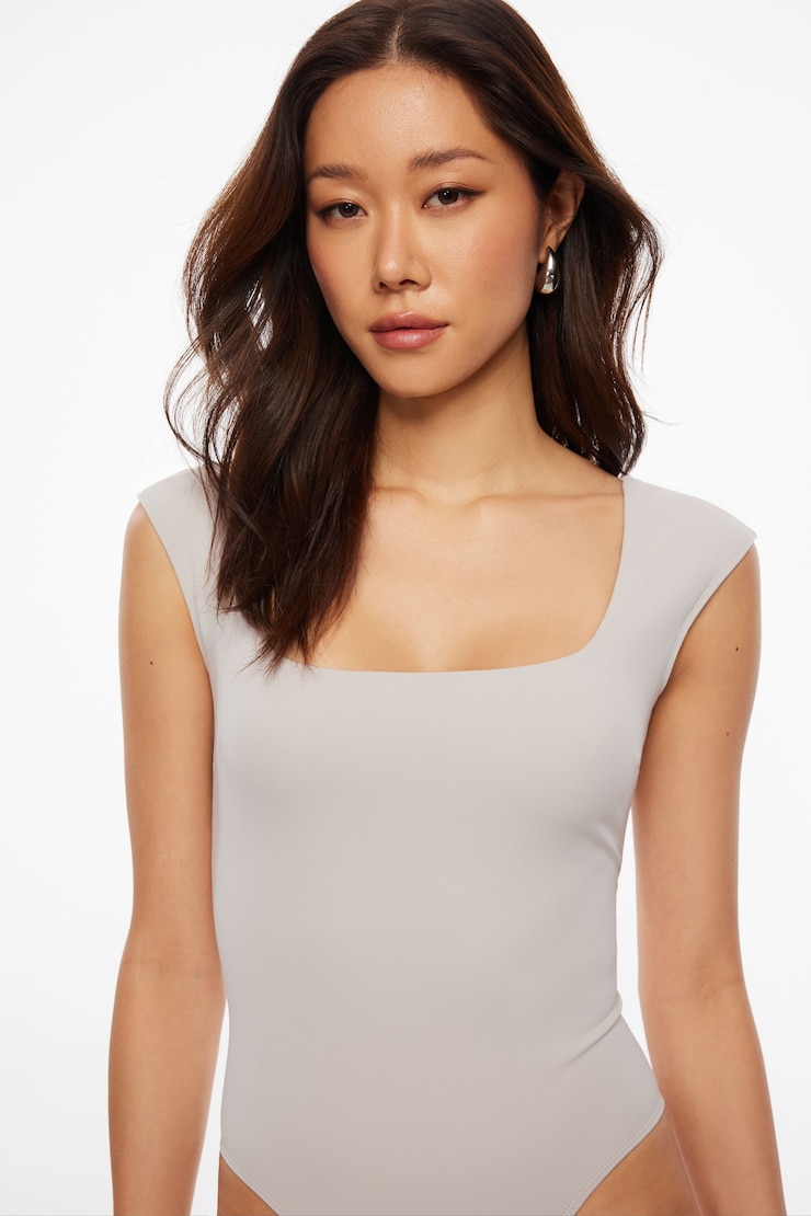 Elle Open Back Jersey Bodysuit Ashes of Roses Beige large