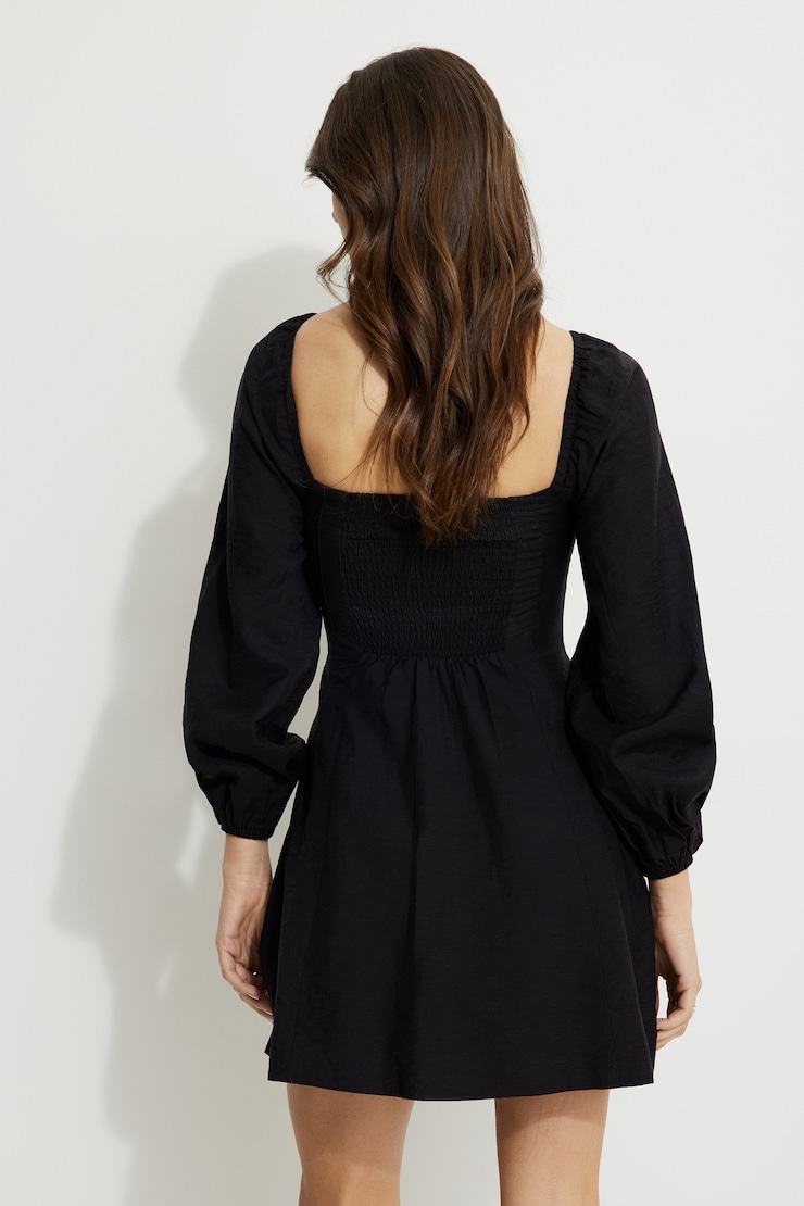 Minirobe Amelie à manches bouffantes Noir encre large