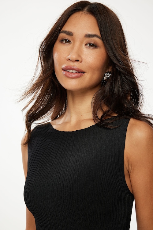 Boat Neck Rib Mini Dress BLACK | Dynamite Boat Neck Rib Mini Dress BLACK | Dynamite