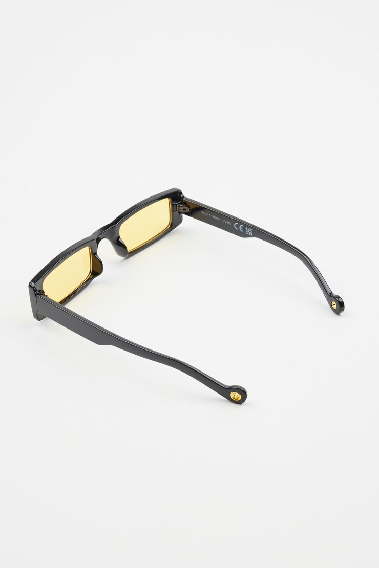 Super Rectangle Sunglasses, Black/Yellow, large