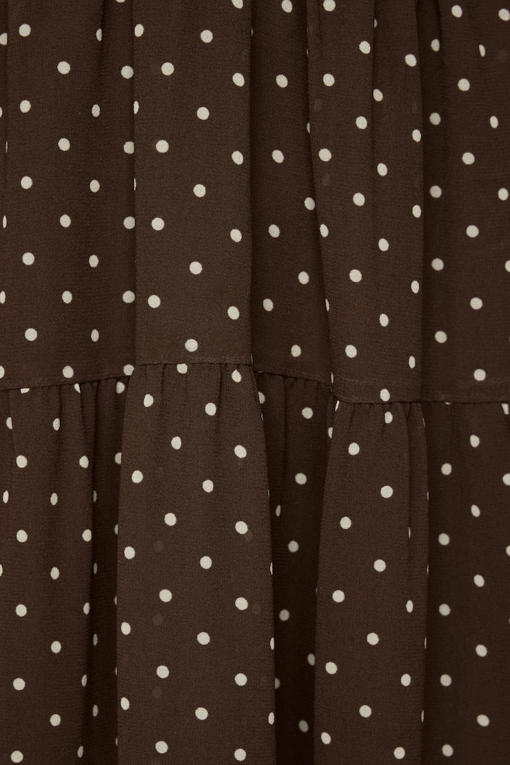 Delphine Smocked Mini Dress Brown Polka Dot large