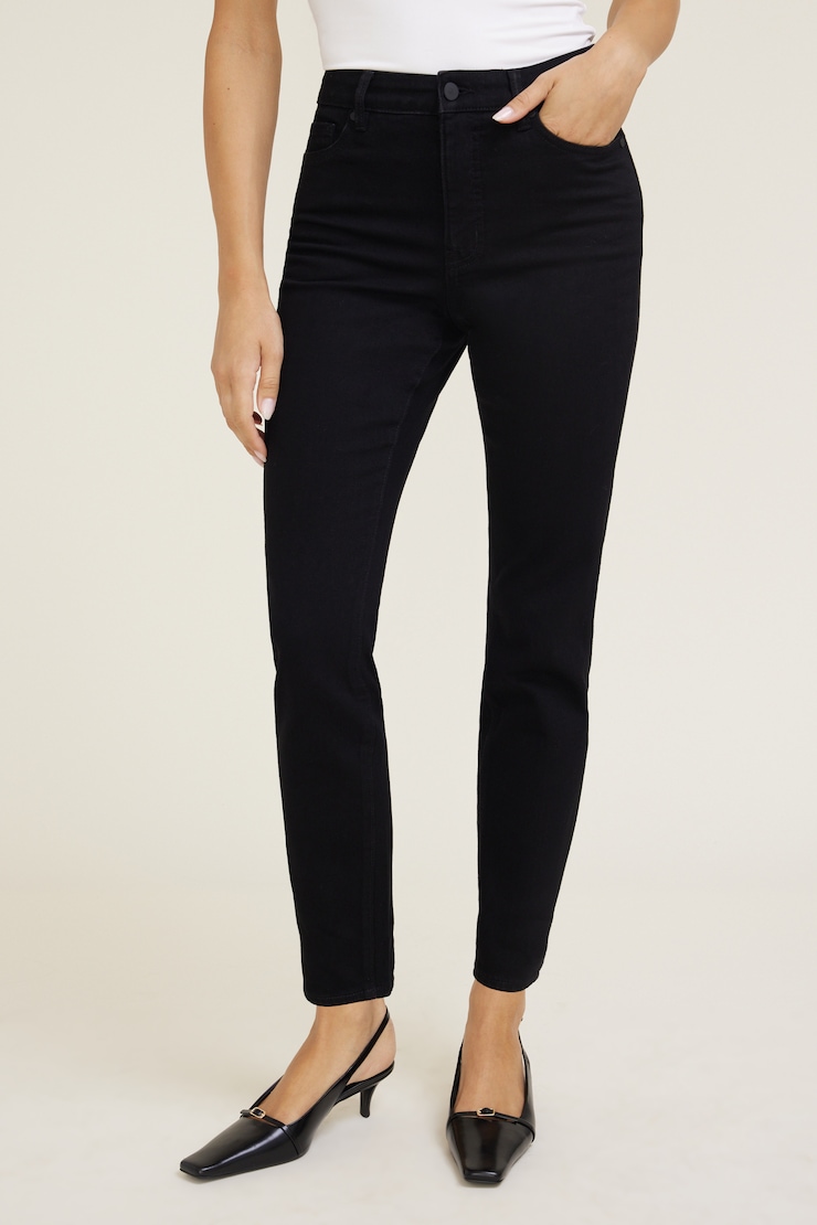 Goldie Stretch High Rise Skinny Leg Jeans Dark Black / Noir large