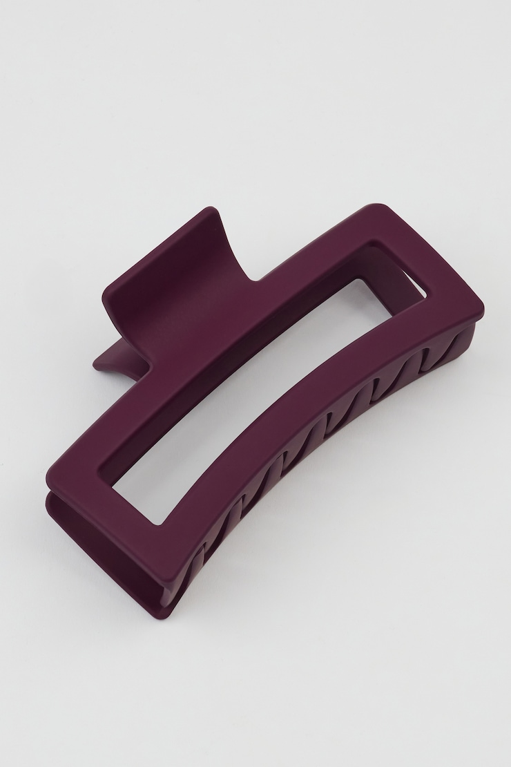 Oversized Rectangle Claw Clip, Fig Fantasy Maroon, large