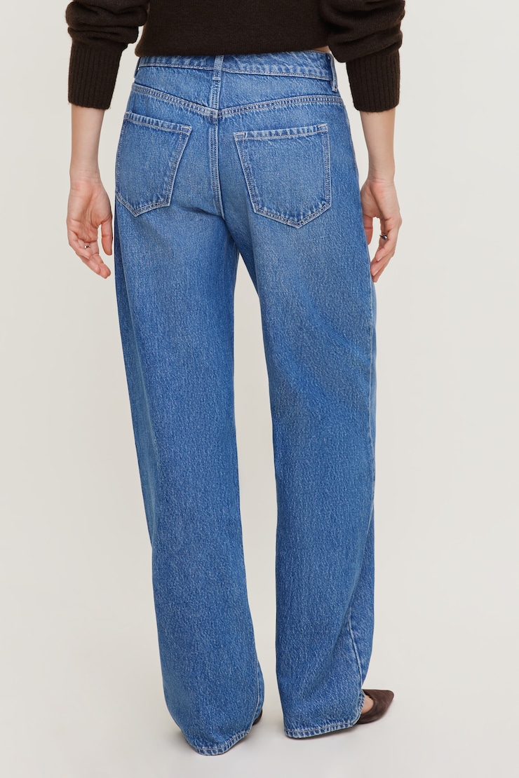 Mika Mid Rise Relaxed Straight Leg Jeans Medium Dark Indigo / Goshen large