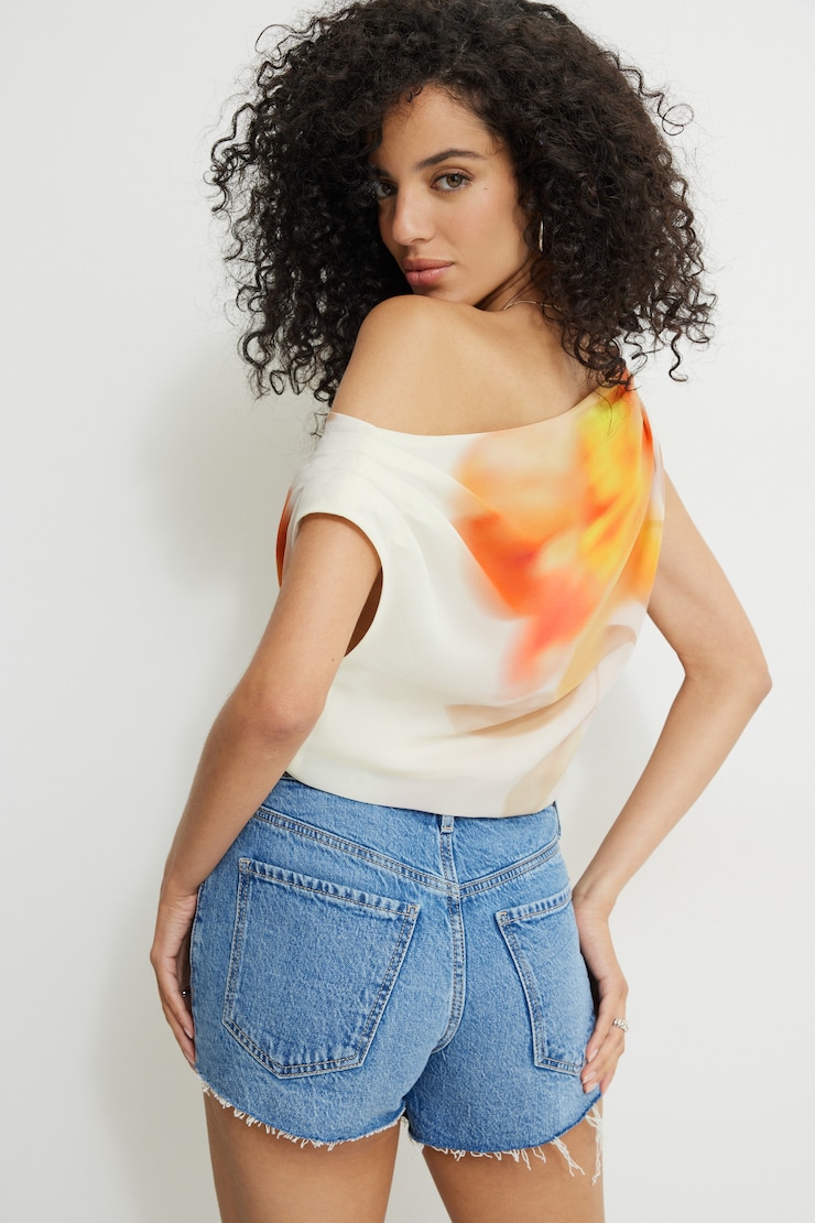 Printed Draped Off Shoulder Top
