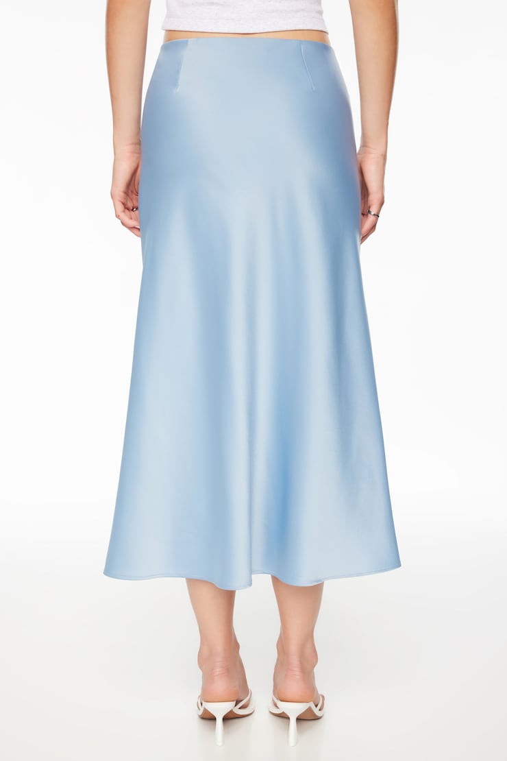 Melody Satin Slip Midi Skirt Ashley Blue large