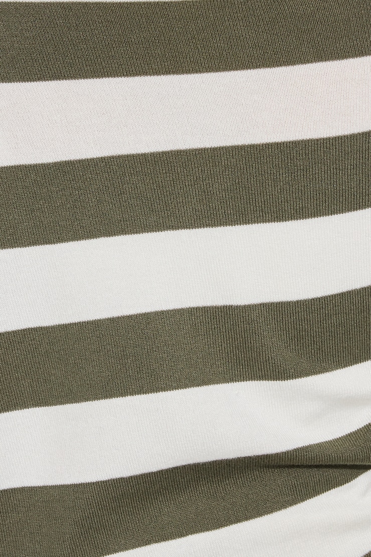Rae Asymmetric Fine Sweater, Kalamata Green/Snow White Stripes, large