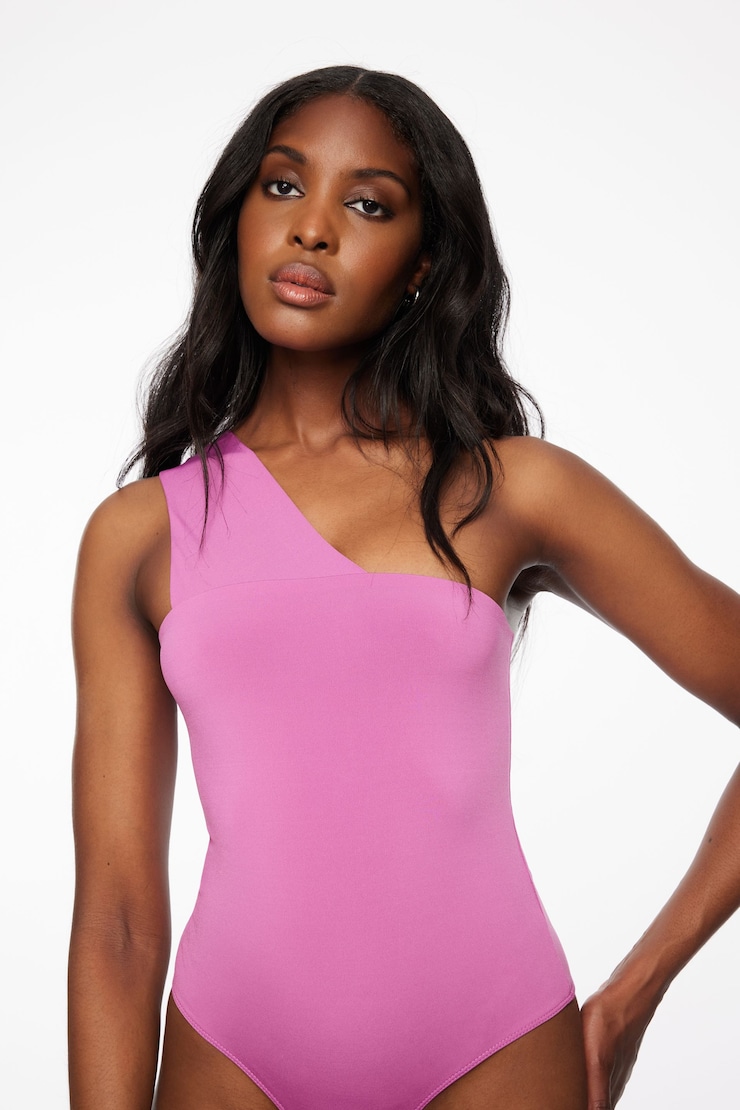 Sculpt One Shoulder Bodysuit Meadow Mauve large