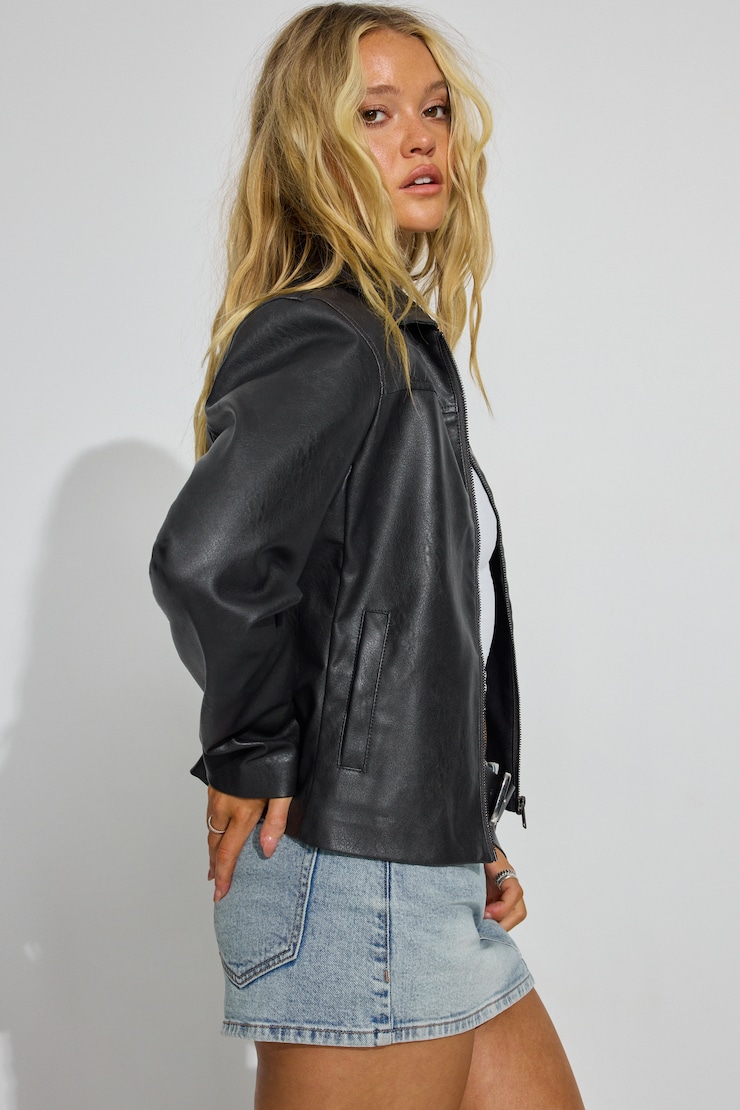 Blouson utilitaire en faux cuir