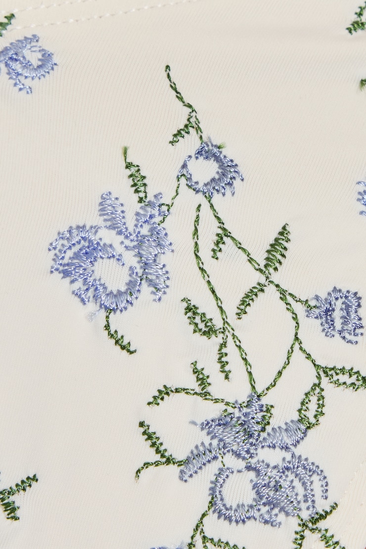 Underwire Bikini Top, Blue Floral Embroidery , large