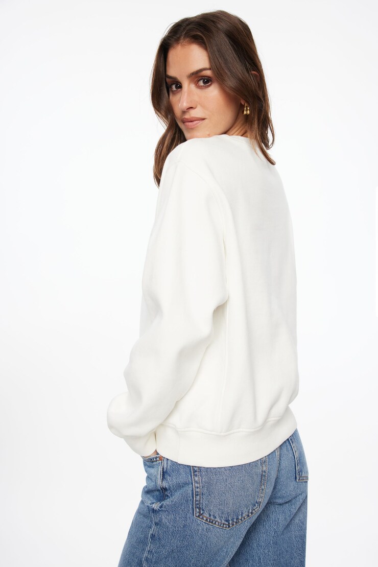 Classic Appliqué Crew Neck Sweatshirt Snow White & Montreal Art large