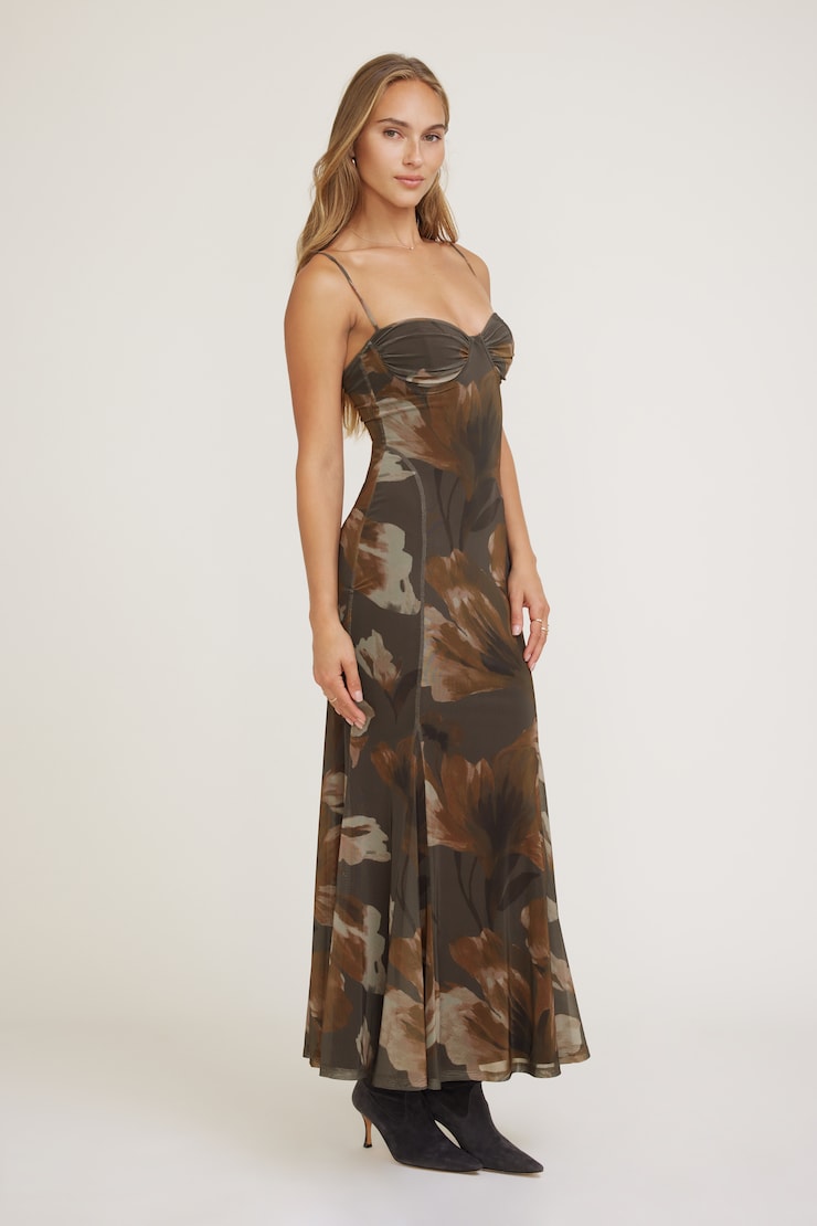 Monet Mesh Maxi Dress Ombre Brown Flower large