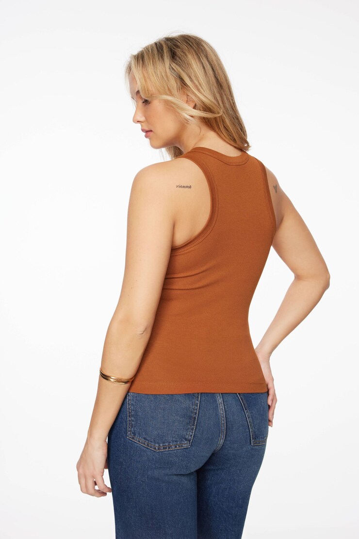 Pia Ribbed Tank Top Arabian Spice Red large