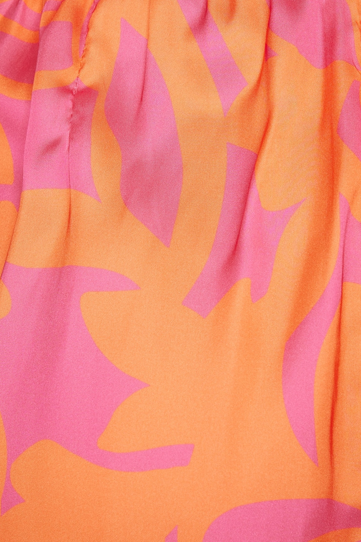 Printed Satin Shorts Orange Abstract Floral large