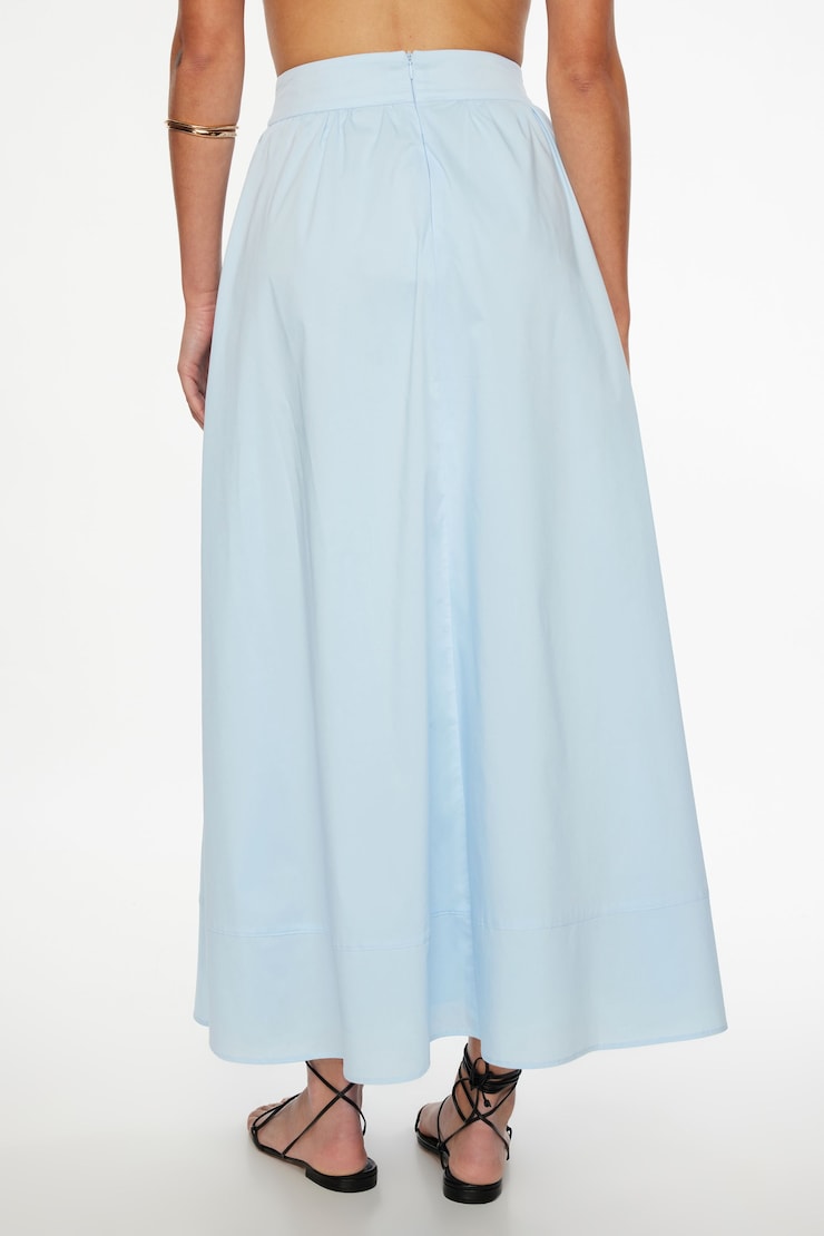 Jupe maxi volumineuse en popeline Bleu cachemire large
